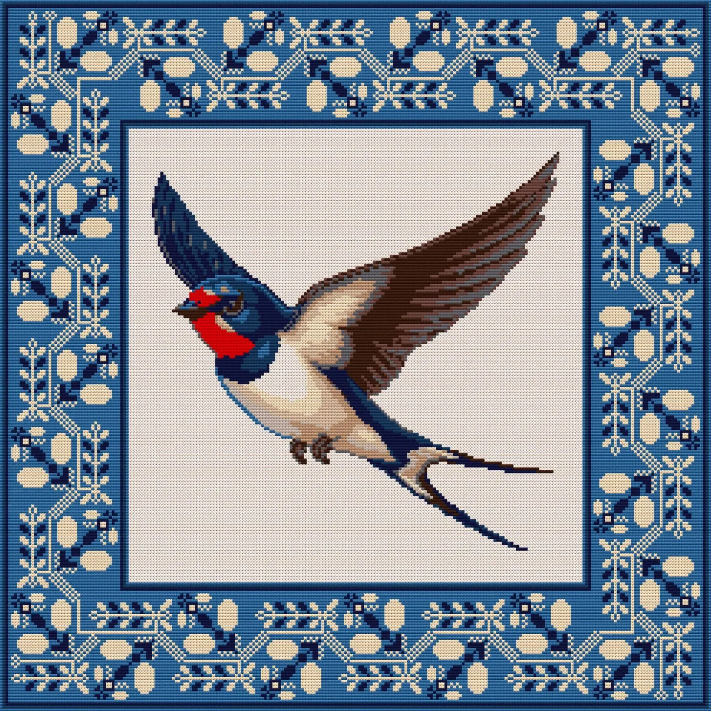 Swallow Cross Stitch Pattern, Folk Nature Embroidery PDF 2 Swallow Cross Stitch Pattern, Folk Nature Embroidery PDF - Image 2