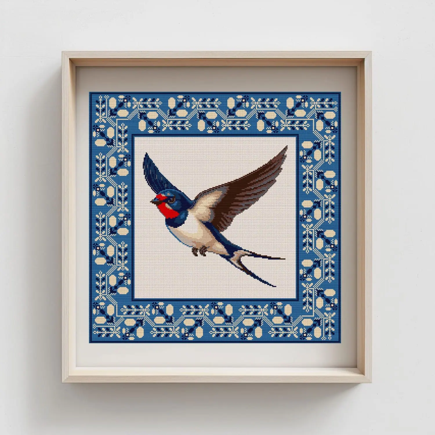 Swallow Cross Stitch Pattern, Folk Nature Embroidery PDF 1 Swallow Cross Stitch Pattern, Folk Nature Embroidery PDF