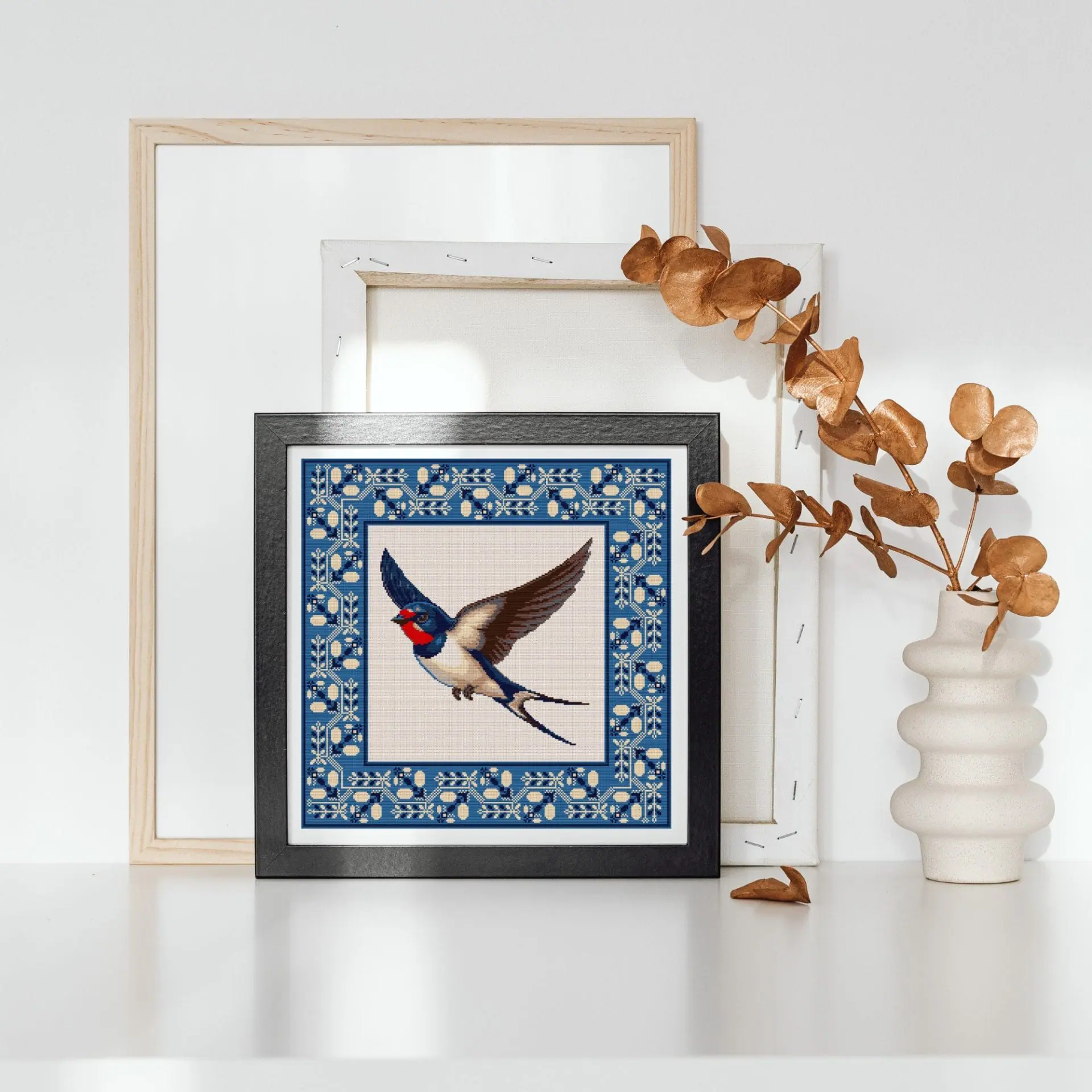 Swallow Cross Stitch Pattern, Folk Nature Embroidery PDF 3 Swallow Cross Stitch Pattern, Folk Nature Embroidery PDF - Image 3