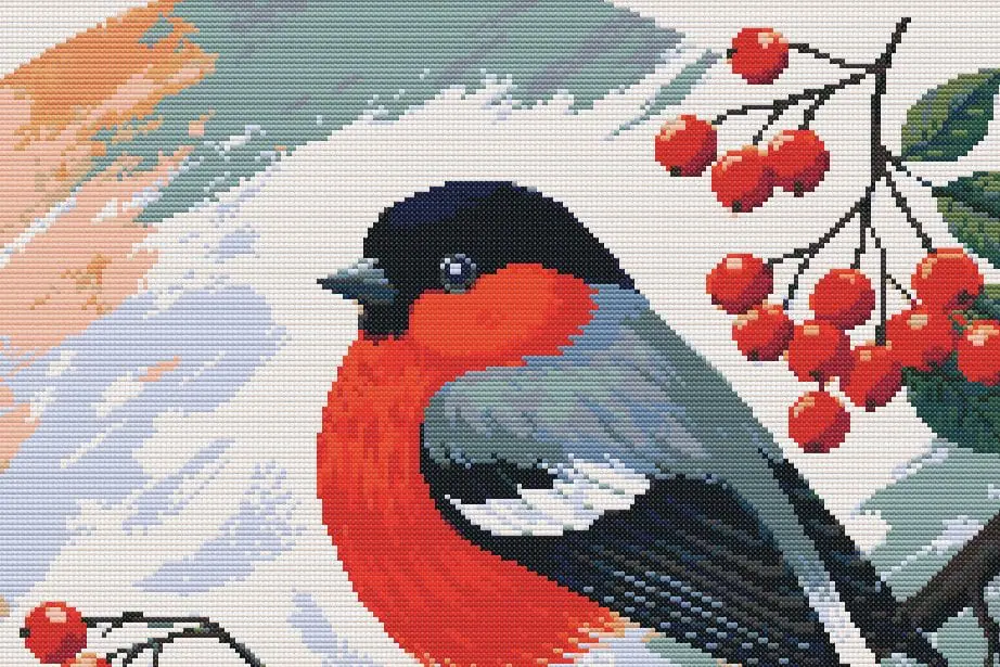 Bullfinch Cross Stitch Pattern, Red Bird PDF Chart 4 Bullfinch Cross Stitch Pattern, Red Bird PDF Chart - Image 4