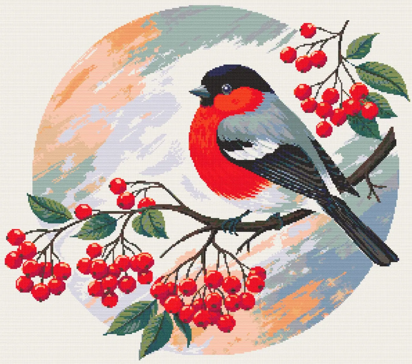 Bullfinch Cross Stitch Pattern, Red Bird PDF Chart 2 Bullfinch Cross Stitch Pattern, Red Bird PDF Chart - Image 2