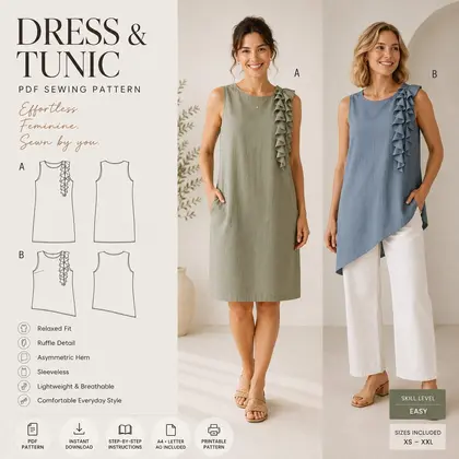 Women's Ruffle Tunic Sewing Pattern | PDF Download