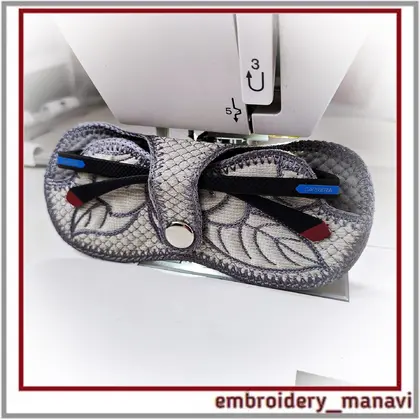 ITH Eyeglasses Case machine embroidery design by Embroidery Manavi 05 Geometry of Nature Magnolia quilted floral glasses pouch 2 hoopings PDF guide Download
