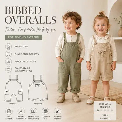 Kids Bibbed Overalls PDF Sewing Pattern