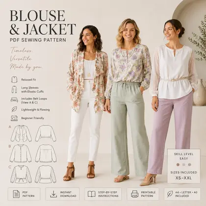 Blouse & Jacket Sewing Pattern PDF for Women