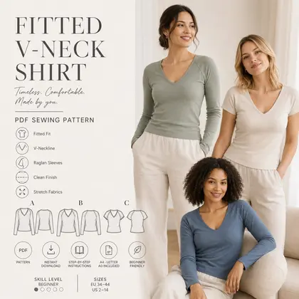 Women's Fitted Knit Top PDF Sewing Pattern