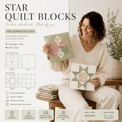 Hexagon Star & Ohio Star Quilt Block PDF Pattern