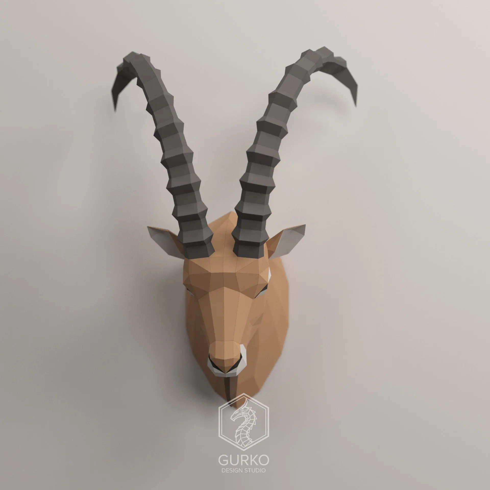 Mountain Goat Head Papercraft, Digital Template, PDF 3 Mountain Goat Head Papercraft, Digital Template, PDF - Image 3