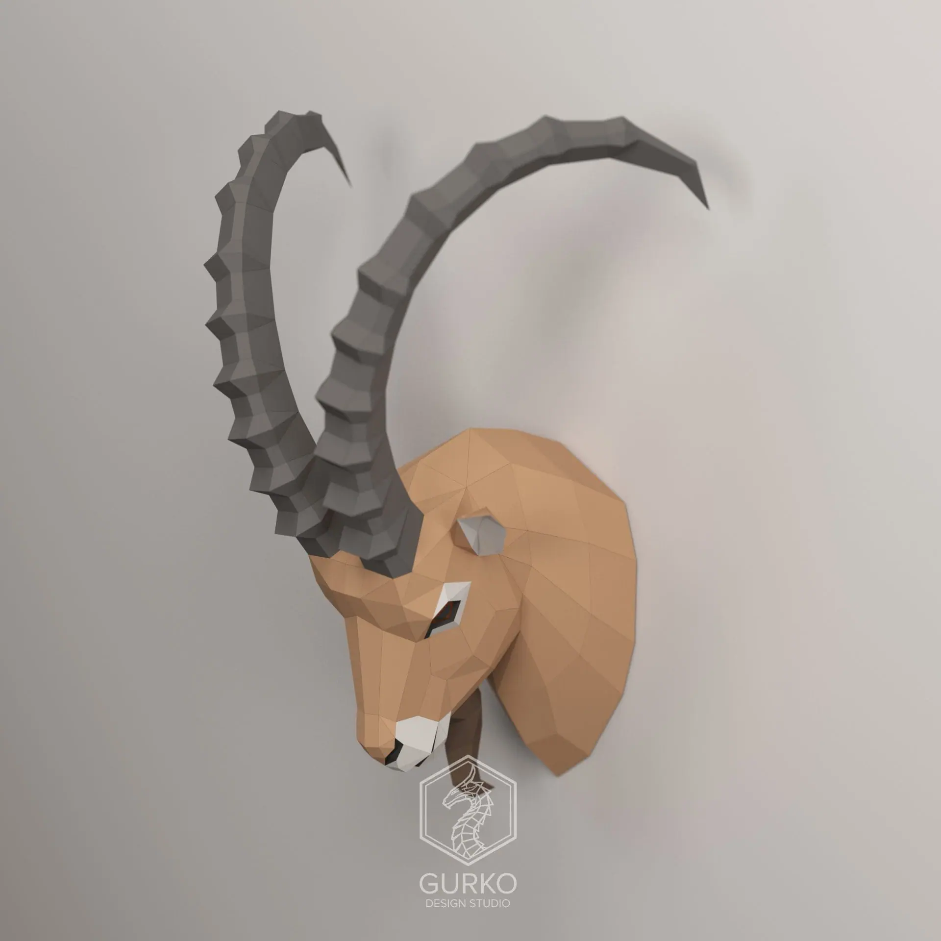 Mountain Goat Head Papercraft, Digital Template, PDF 4 Mountain Goat Head Papercraft, Digital Template, PDF - Image 4
