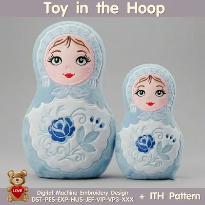 Cute Matryoshka Doll Toy In The Hoop machine embroidery design