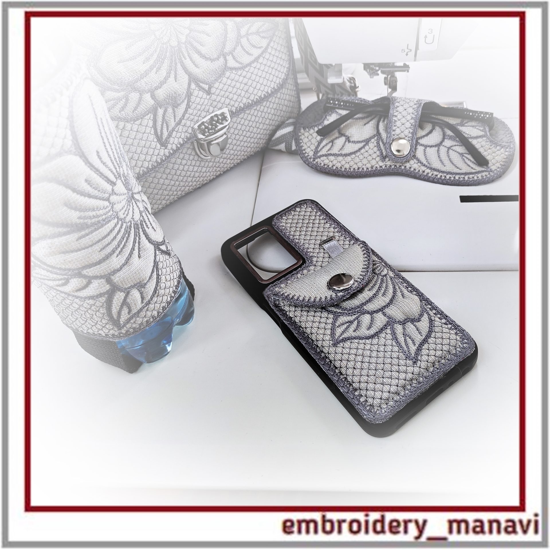 ITH Phone Case Wallet Card Holder Embroidery Design Magnolia 9 ITH Phone Case Wallet Card Holder Embroidery Design Magnolia - Image 9