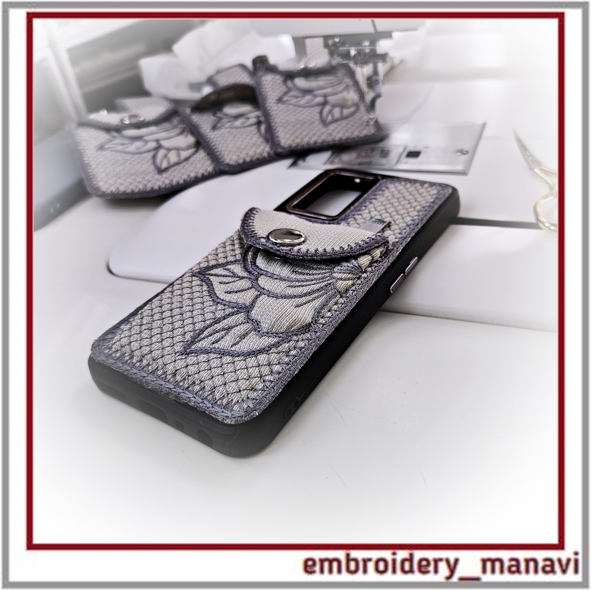 ITH Phone Case Wallet Card Holder Embroidery Design Magnolia 6 ITH Phone Case Wallet Card Holder Embroidery Design Magnolia - Image 6