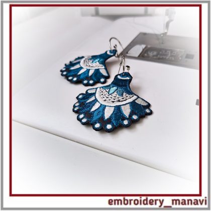 ITH Earrings Pendant Charm machine embroidery design by Embroidery Manavi 05 embroidered jewelry size 2.3x2.4 inch 1 hooping instant digital download PDF guide