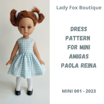 Sleeveless dress pattern for Mini Paola Reina dolls