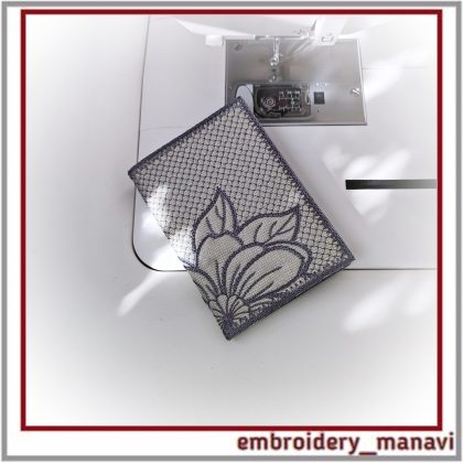 ITH Passport Cover machine embroidery design by Embroidery Manavi 05 Geometry of Nature Magnolia series 1 hooping quilted travel sleeve PDF guide Download
