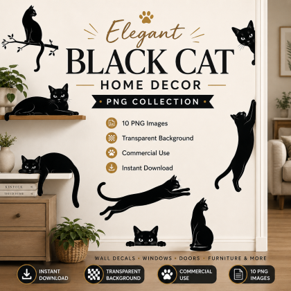 Black Cat Silhouette PNG | 10 Elegant Cat Clipart