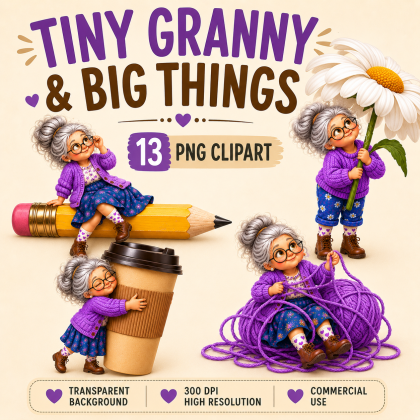 Tiny Granny PNG Clipart | 13 Funny Grandma & Big Things