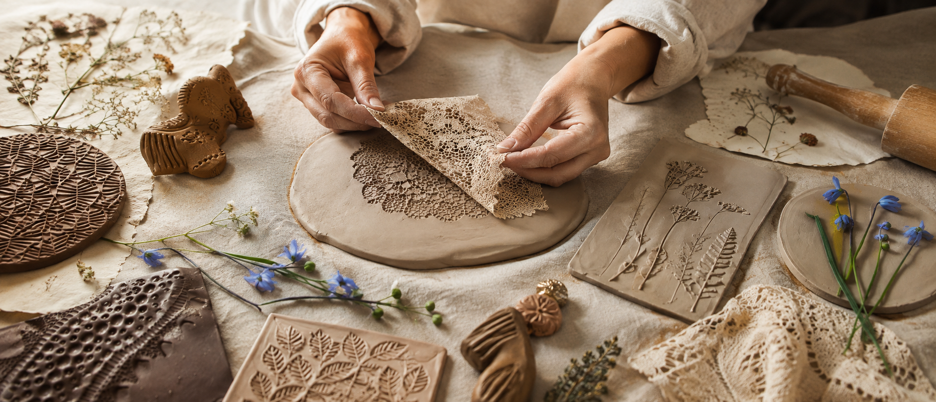 Clay Texture Ideas Using Everyday Objects and Natural Materials