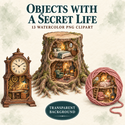 Objects with a Secret Life PNG | 13 Watercolor Clipart Designs