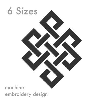Tibetan “Endless Knot” Machine Embroidery Design in 6 Sizes
