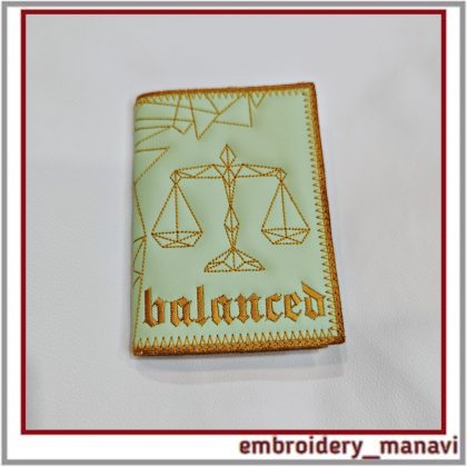 ITH Passport Cover Libra Zodiac Machine Embroidery Design by Embroidery Manavi 05. One hooping step by step instructions included. Instant download DIY gift.