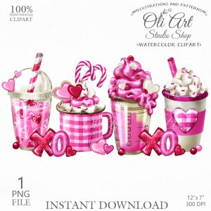 Valentines Day Spice Latte Clipart. Sublimation PNG