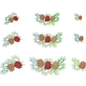 Machine embroidery design Pine cones