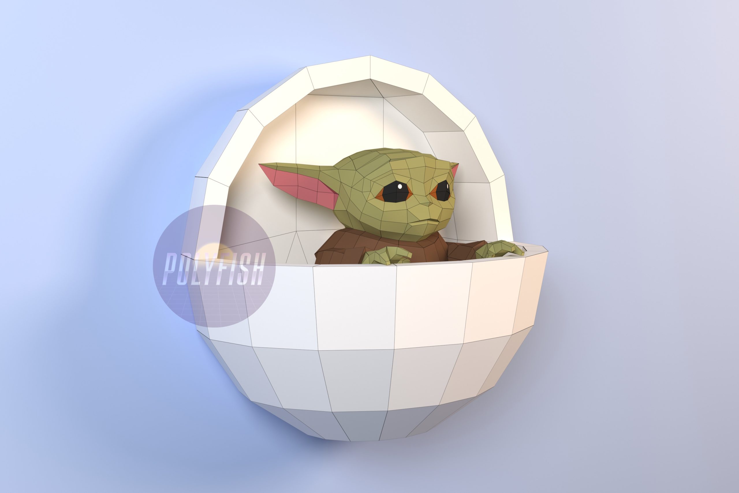 DIY Baby Yoda 3D model template Papercraft PDF - Crealandia