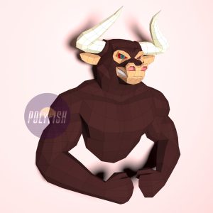 DIY Bodybuilder Bull (Angry) template Papercraft PDF