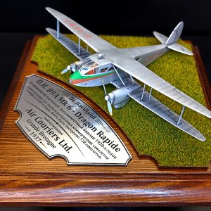 Scale model of aircraft De Havilland 89A Mk 6 – Dragon Rapid | Diorama in acrylic case | Miniature plane diorama