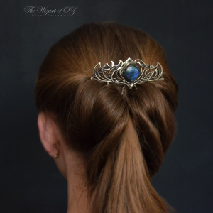 Fantasy hair comb with blue labradorite Great gift for long hair