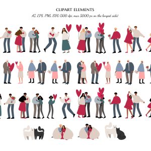 couple love clipart, valentines day illustration png ai svg