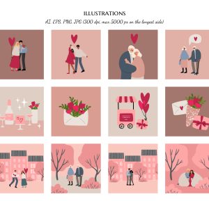 valentines day card, black couple love illustration