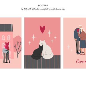 black couple love illustration, valentines day card