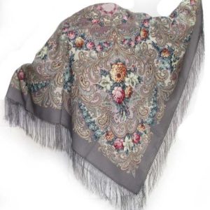 1437-1 Original Pavlovo Posad Russian Shawl 100% Wool scarf