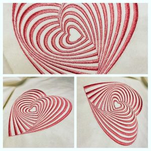Heart machine embroidery design