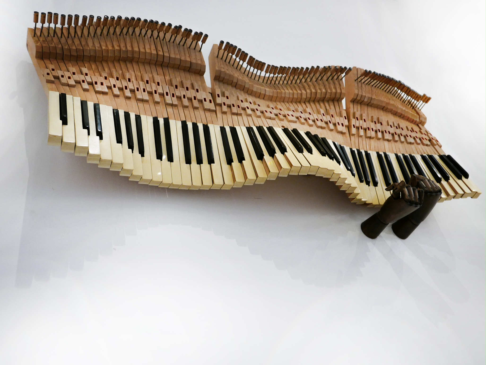 Wall art decor made from the keys of an old piano