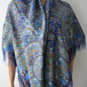 598-57 Original Pavlovo Posad Russian Shawl 100% Wool Scarf