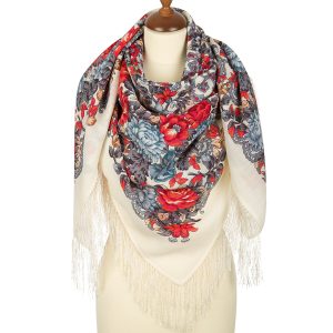 511-0 Original Pavlovo Posad Russian Shawl 100% Wool scarf