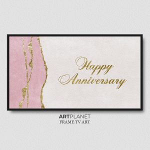 Happy Anniversary Samsung Frame TV Art Pink and Gold