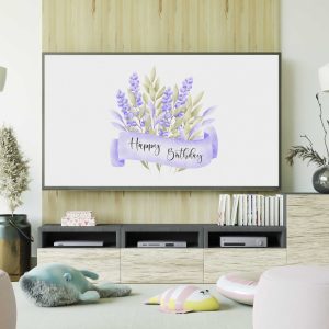Samsung Frame TV Art Happy Birthday Lavender Flowers