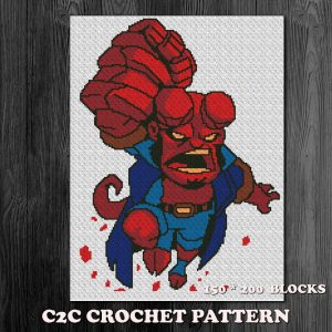 Hellboy crochet blanket