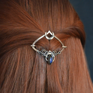 Hair slide with stick Crescent labradorite Fine gift for girls