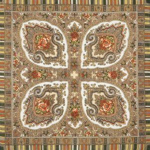 797-2 Original Pavlovo Posad Russian Shawl 100% Wool scarf