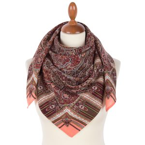789-2 Original Pavlovo Posad Russian Shawl 100% Wool scarf 89×89 cm