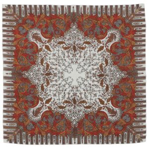 586-0 Original Pavlovo Posad Russian Shawl 100% Wool scarf 89×89 cm