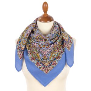 2035-13 Original Pavlovo Posad Russian Shawl 100% Wool scarf 89×89 cm