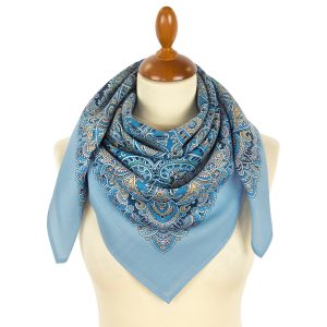 2035-1 Original Pavlovo Posad Russian Shawl 100% Wool scarf 89×89 cm