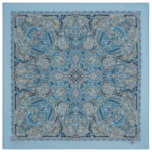 2035-1 Original Pavlovo Posad Russian Shawl 100% Wool scarf 89×89 cm