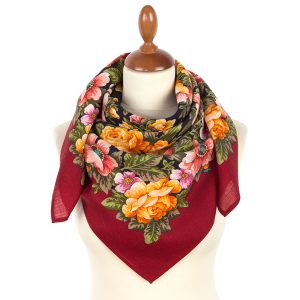 2002-5 Original Pavlovo Posad Russian Shawl 100% Wool scarf 89×89 cm